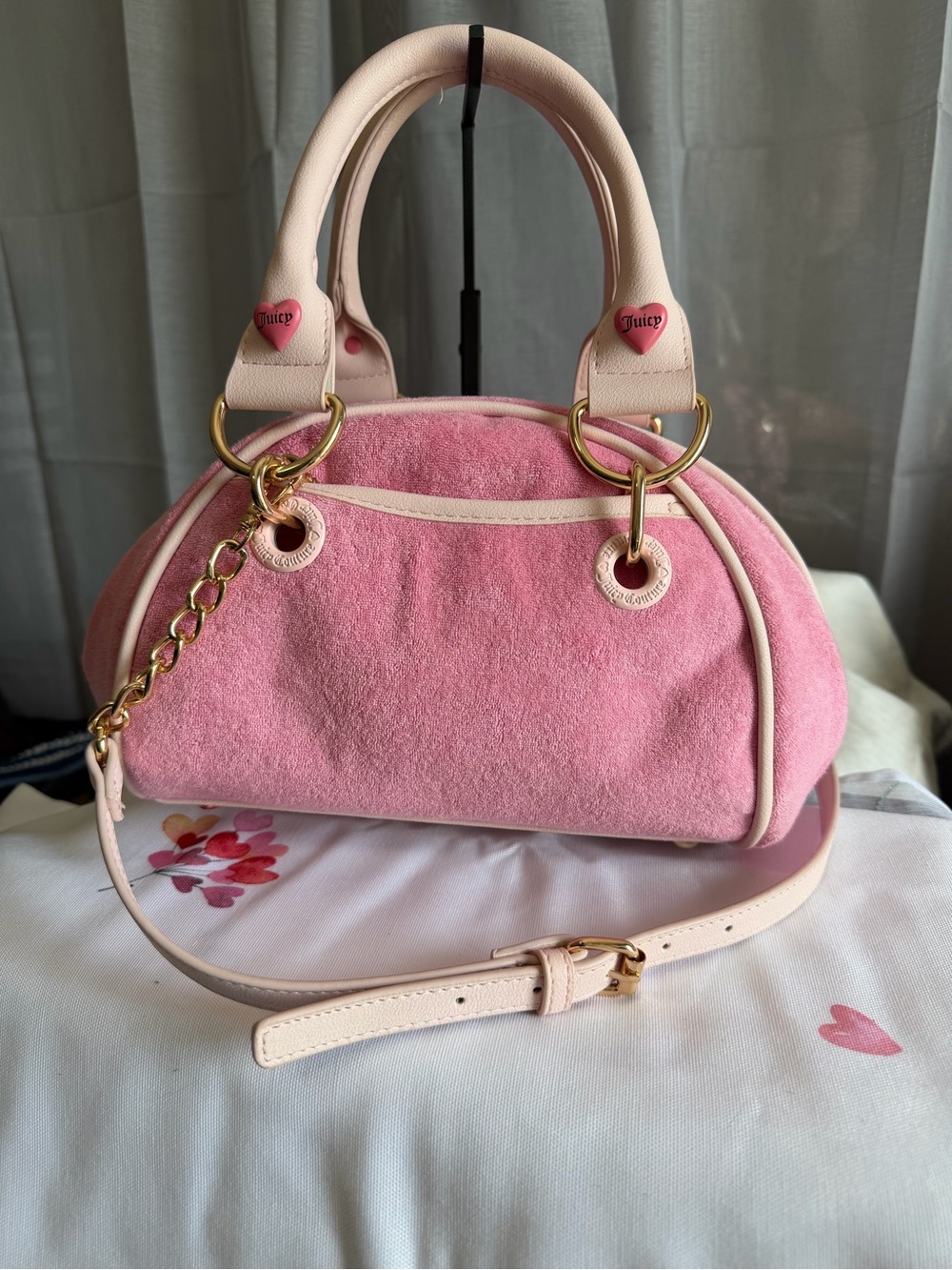 Juicy Couture Pink Strawberry Terry Satchel with Coin Pouch - Picture 3 of 9